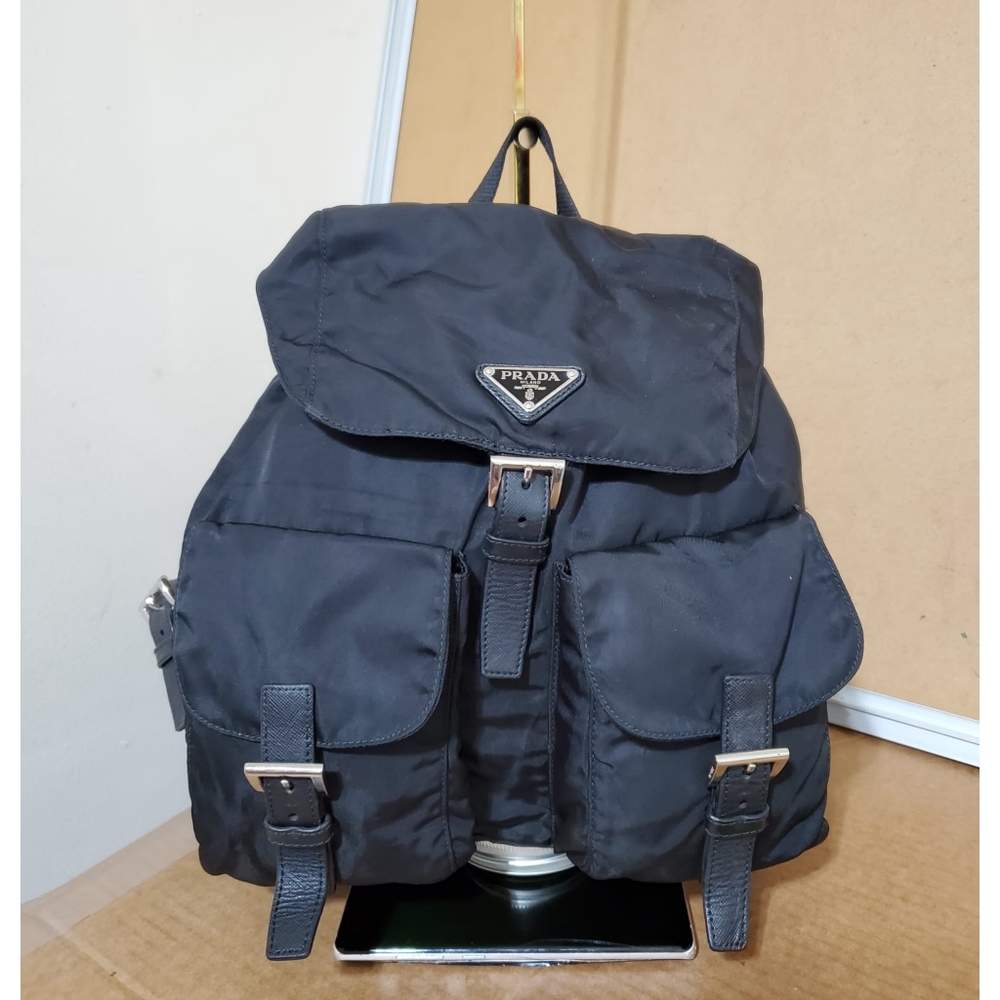 PRADA Black Tessuto Nylon Zainetto Backpack Bag - Picture 1 of 11